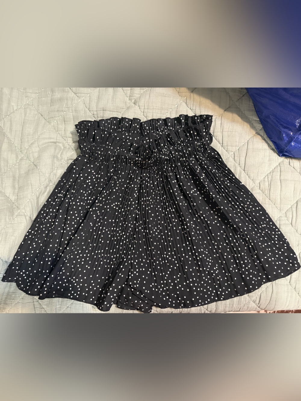 Black Polka Dot Pleated Midi Shorts